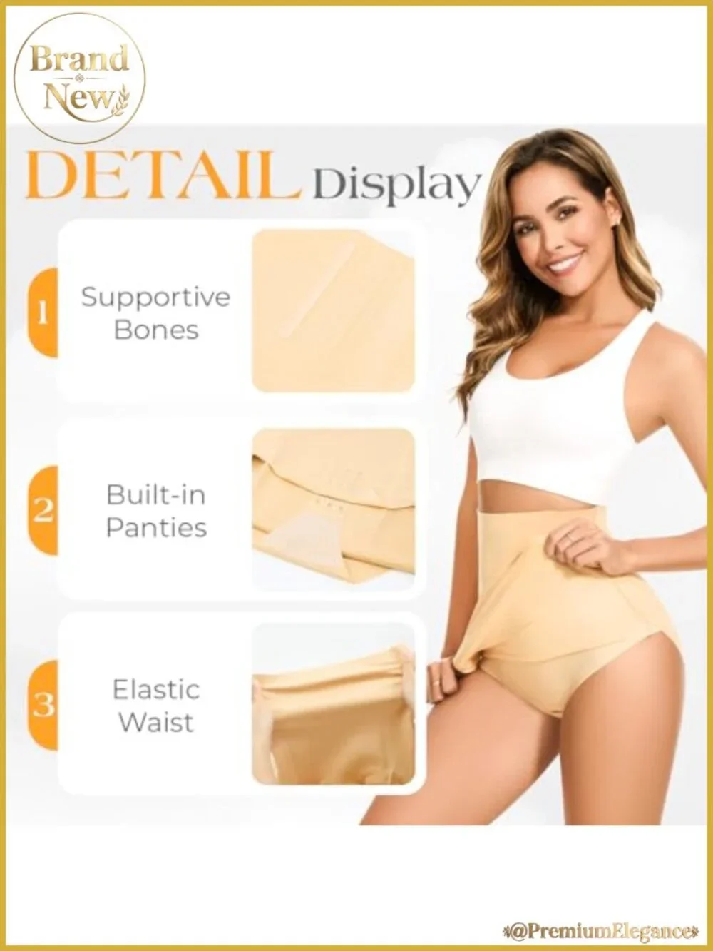 Half Slip Shapewear with Built-in Briefs, Light Tummy Control Body Shaper